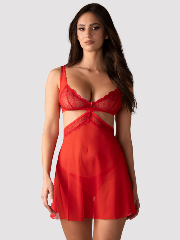 Rotes Nachthemd mit Spitzendetails Obsessive Cupide Desir