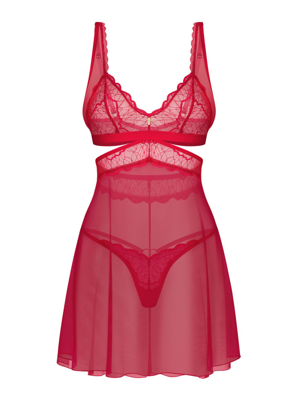 Rotes Nachthemd mit Spitzendetails Obsessive Cupide Desir