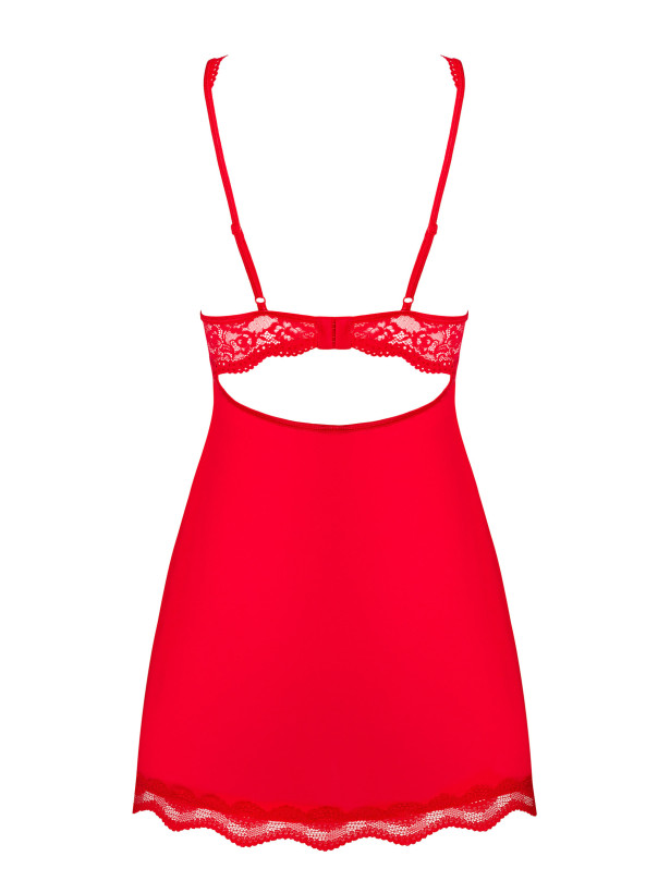 Obsessive Luvae Rotes Satin-Babydoll mit Spitzenbesatz