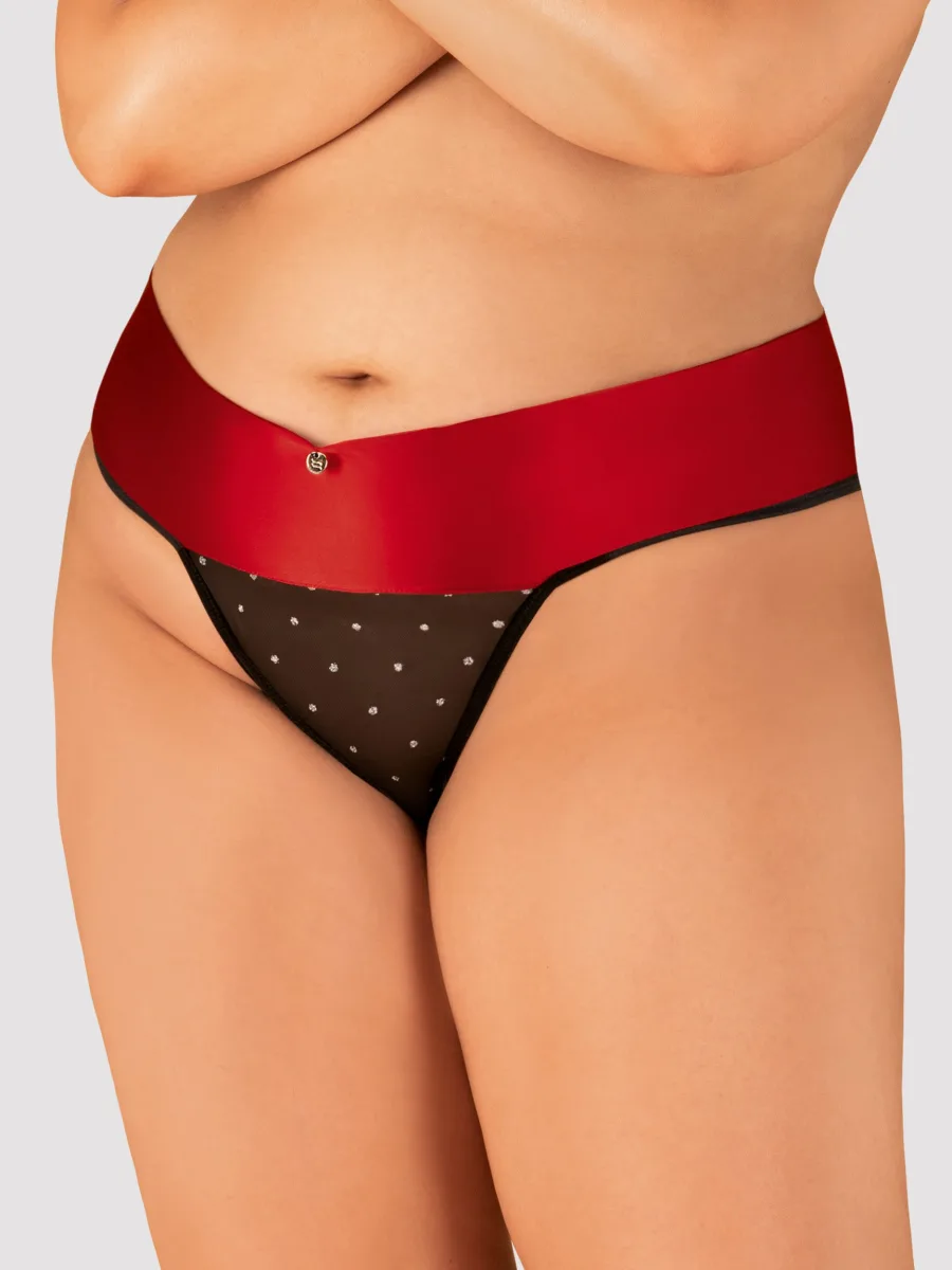 Red Black Thong Obsessive Tienesy — Bow