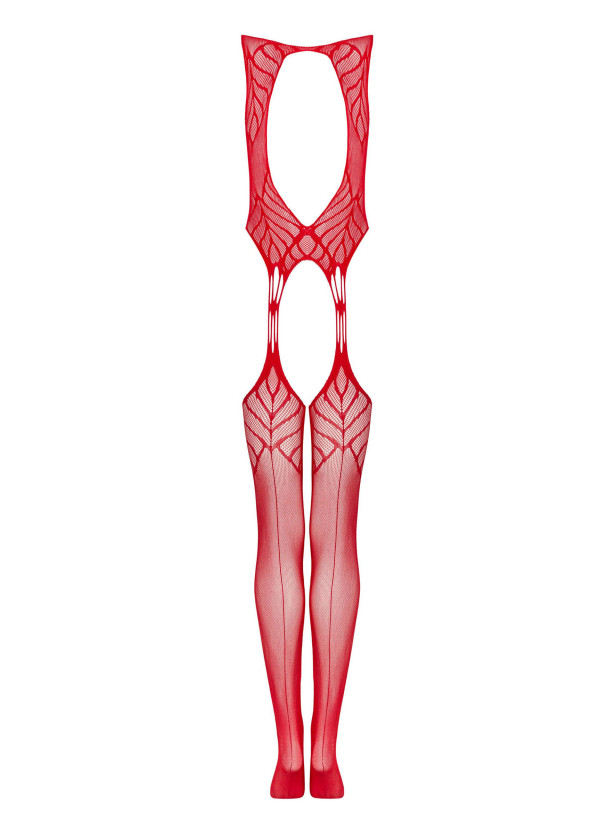 Red Bodystocking Obsessive N122 — Geometric Mesh