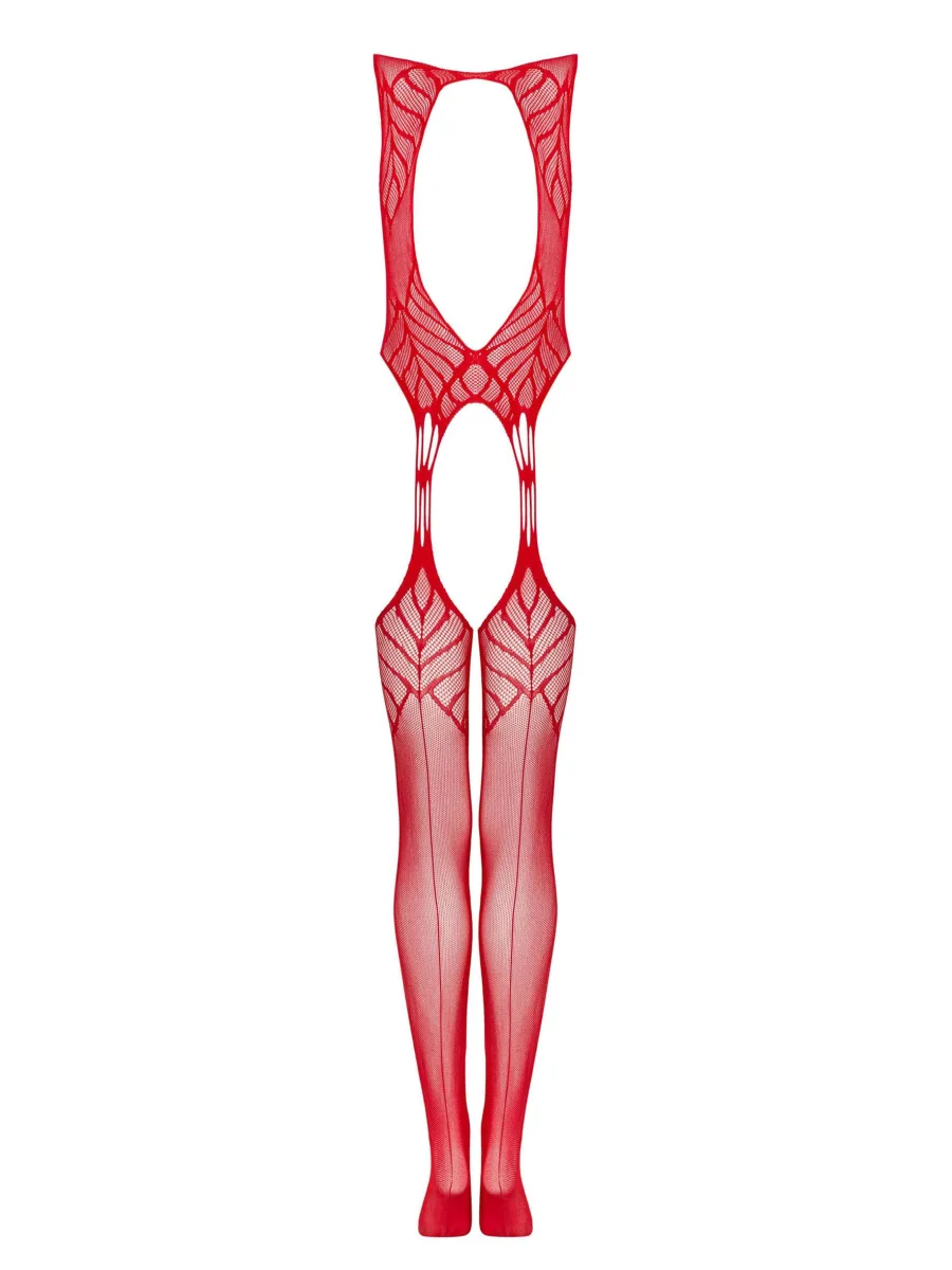 Red Bodystocking Obsessive N122 — Geometric Mesh