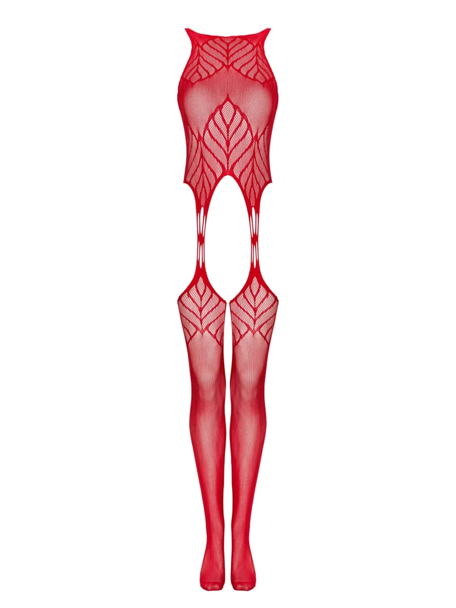 Red Bodystocking Obsessive N122 — Geometric Mesh