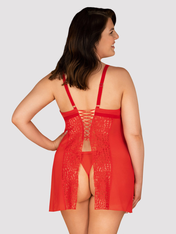 Red Chemise Obsessive Blossmina — Plus Size