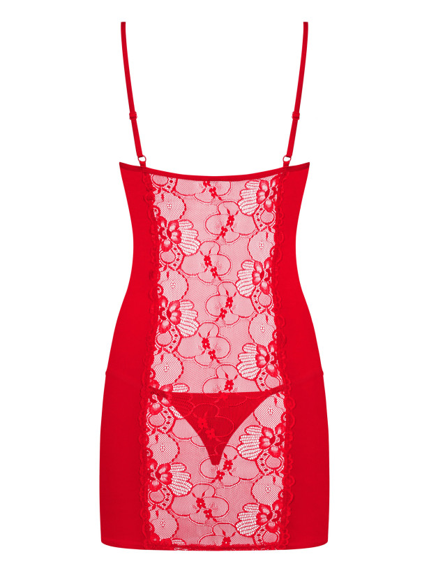Red Chemise Obsessive Heartina — Floral Lace
