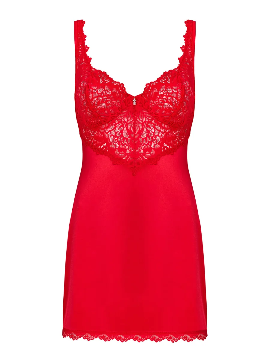 Red Chemise Set Obsessive Amor Cherris — Underwired Lace