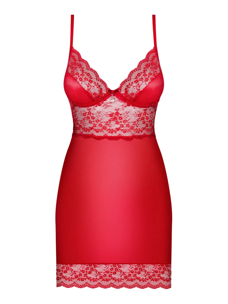 Red Chemise Set Obsessive Lovica — Underwire Cups