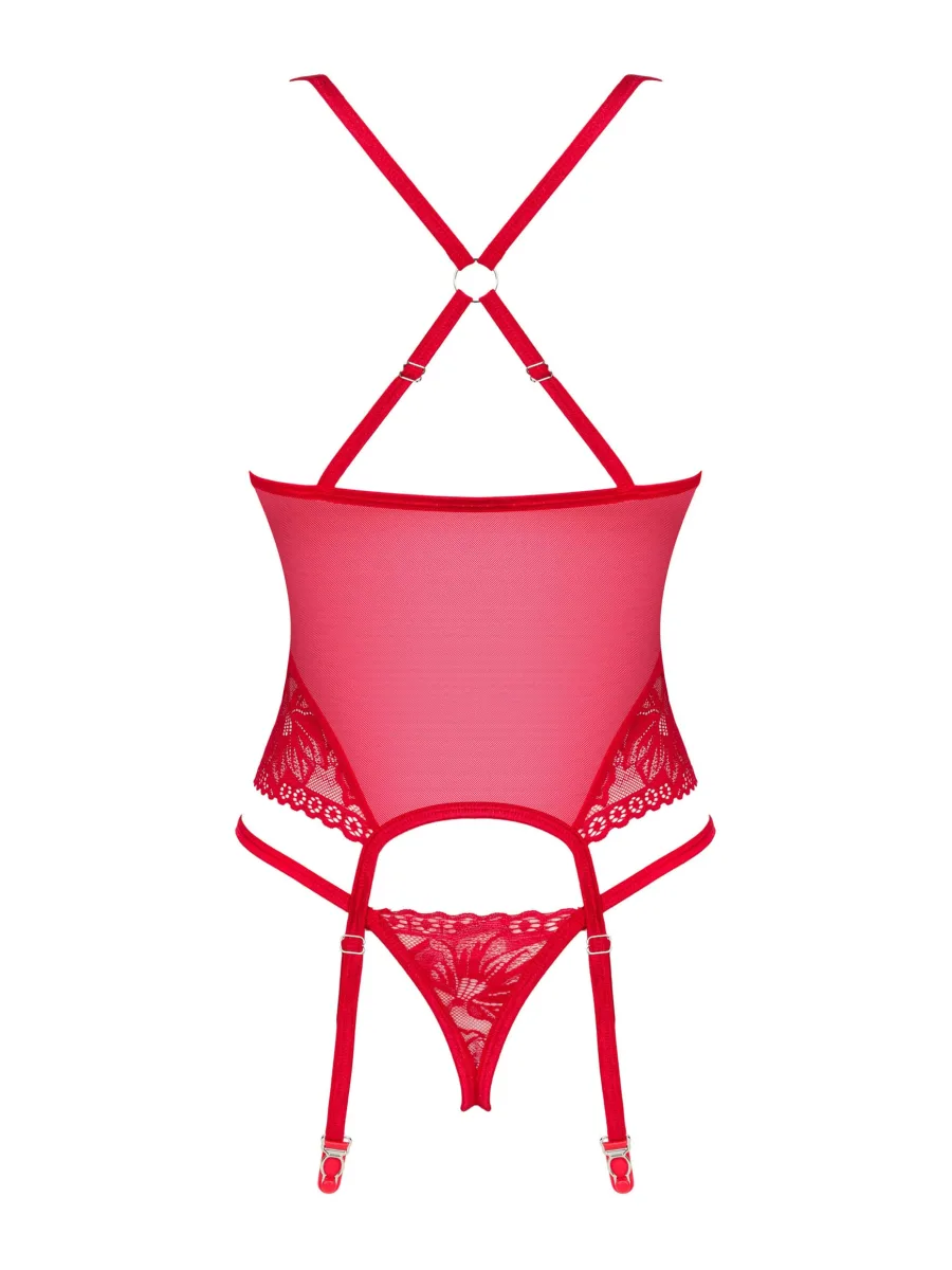 Red Corset Obsessive Lacelove — Lace Lingerie Set