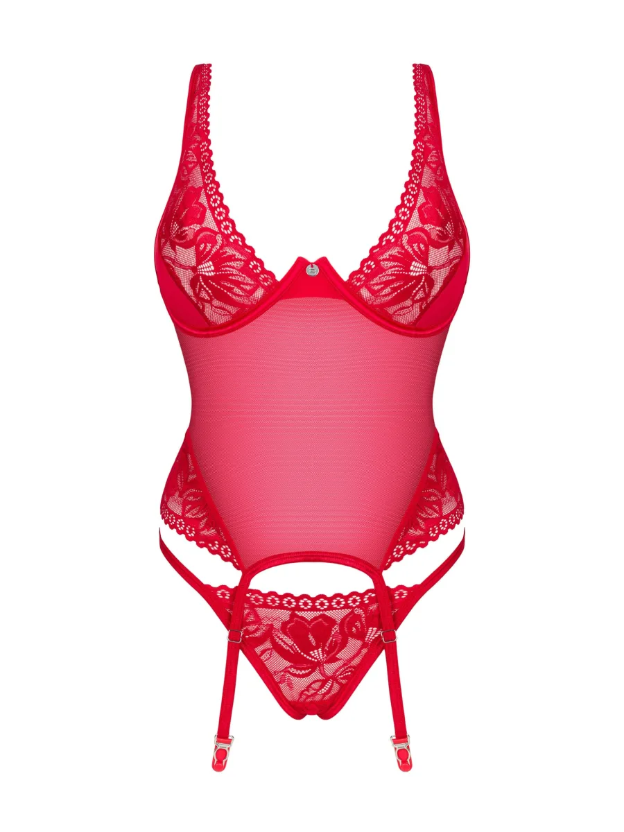 Red Corset Obsessive Lacelove — Lace Lingerie Set