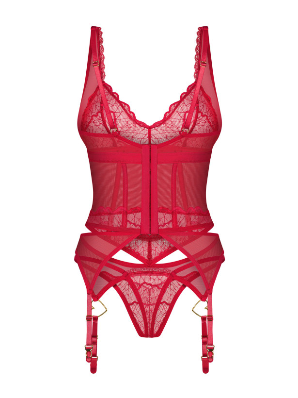 Red Corset Set Obsessive Cupide Desir — Lace
