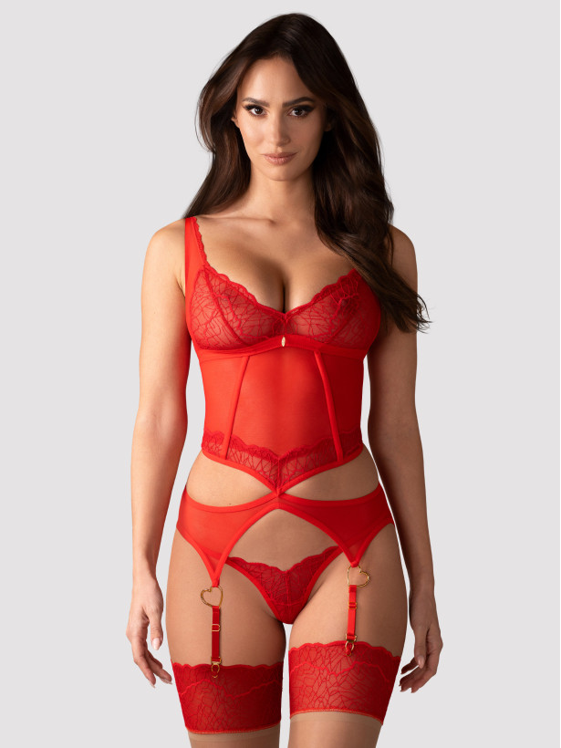 Red Corset Set Obsessive Cupide Desir — Lace