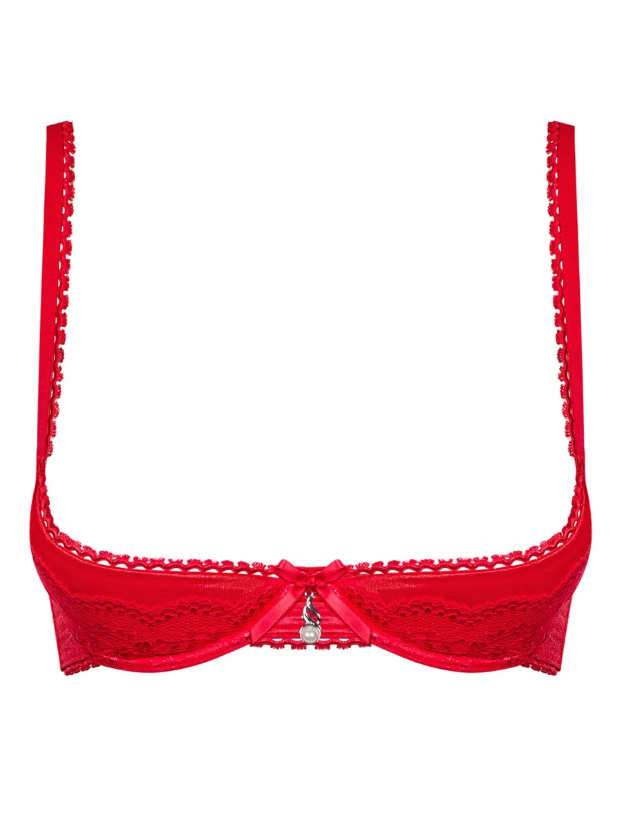 Red Cupless Bra Obsessive Lovica — Lace Trim