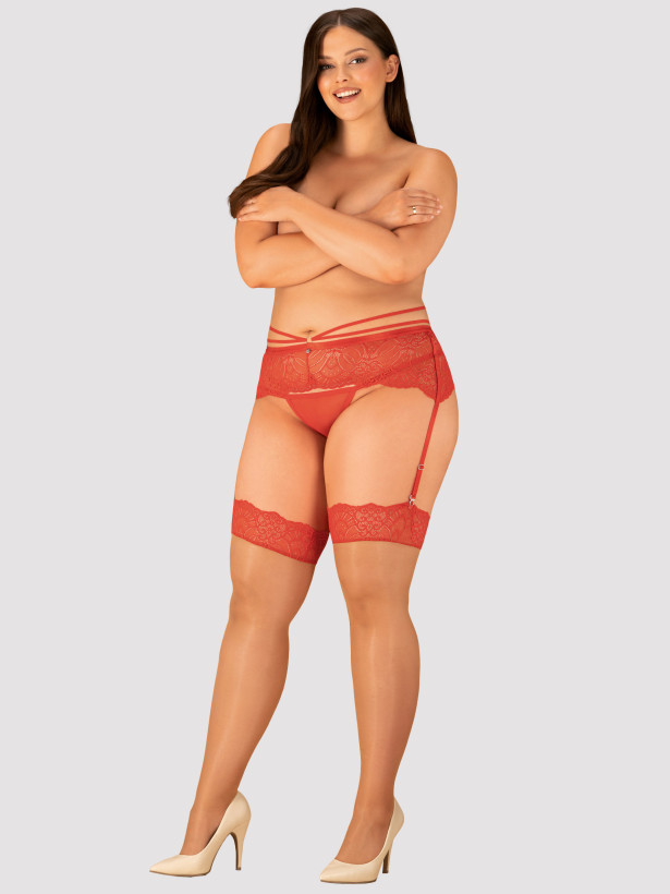 Obsessive Loventy Roter Spitzen-Strumpfhalter