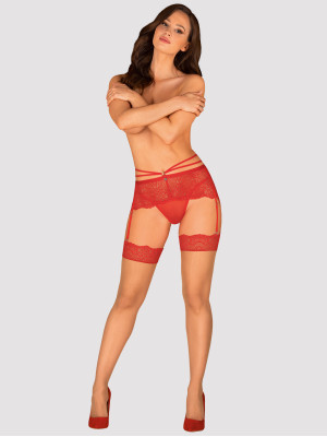 Obsessive Loventy Roter Spitzen-Strumpfhalter