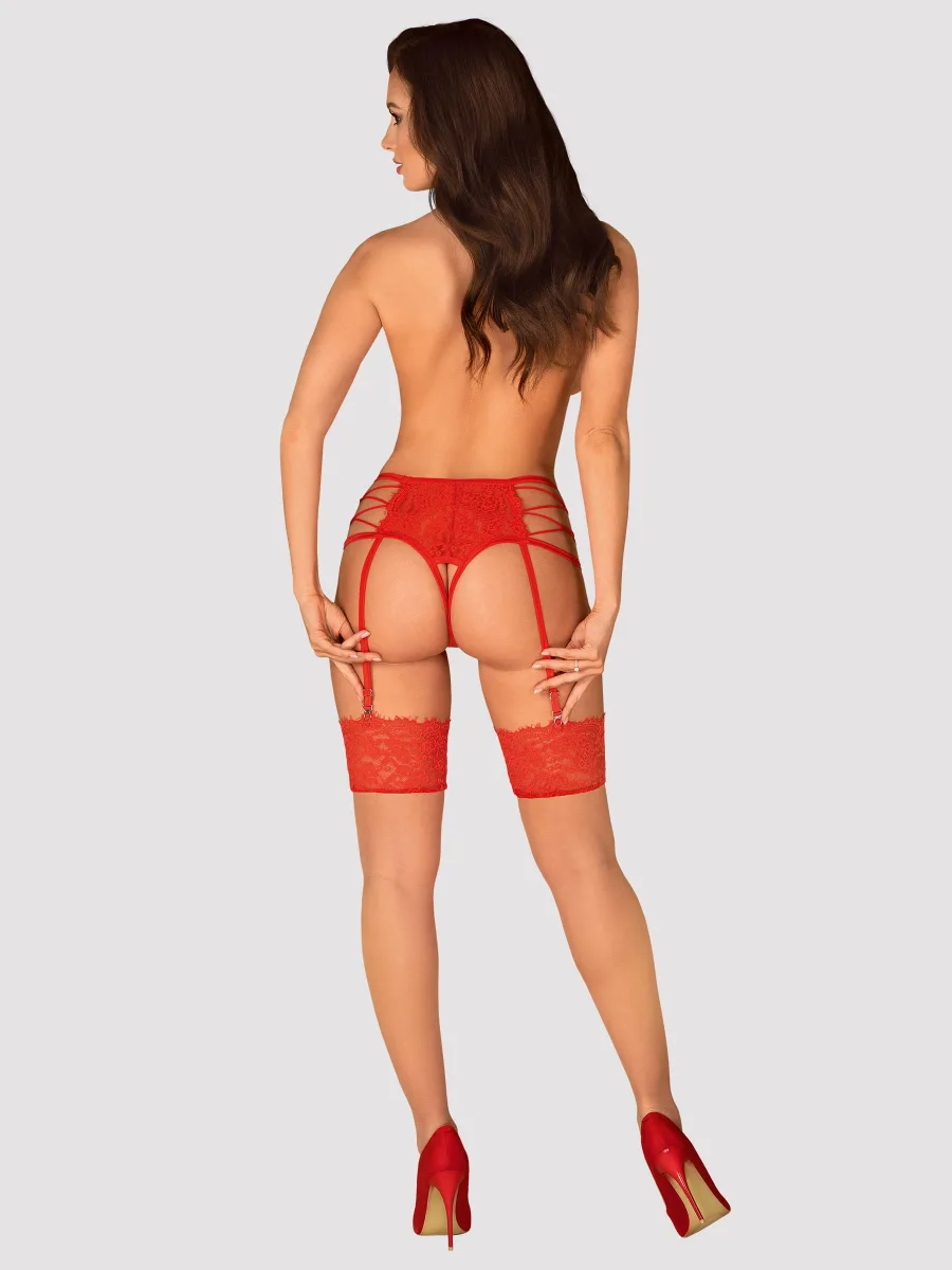 Obsessive Rediosa Verführerischer Spitzen-Strumpfhalter-String