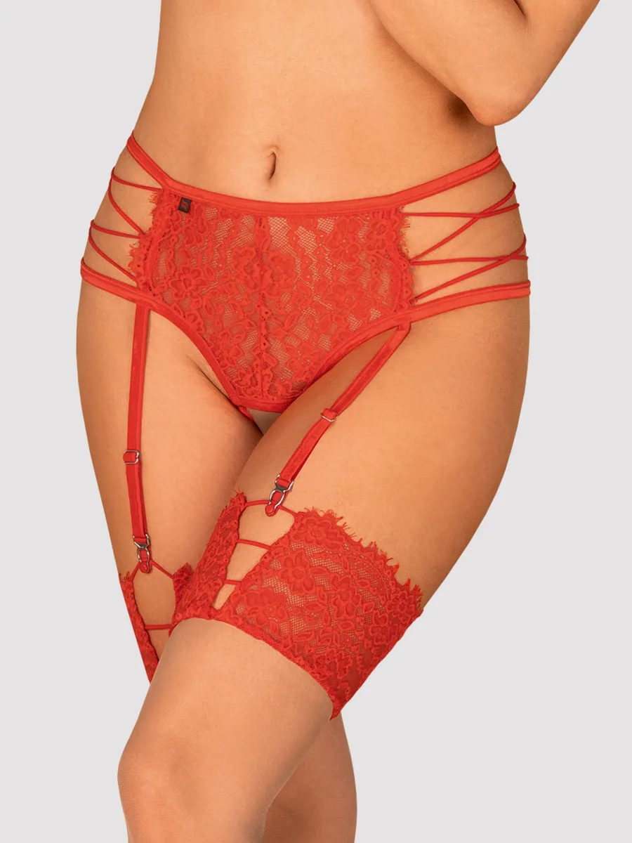 Obsessive Rediosa Verführerischer Spitzen-Strumpfhalter-String