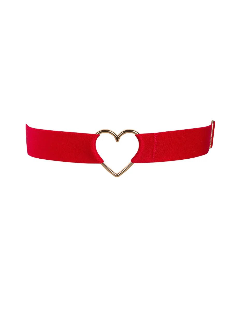 Obsessive Elianes rotes Strumpfband – sexy Oberschenkelaccessoire mit Herzanhänger