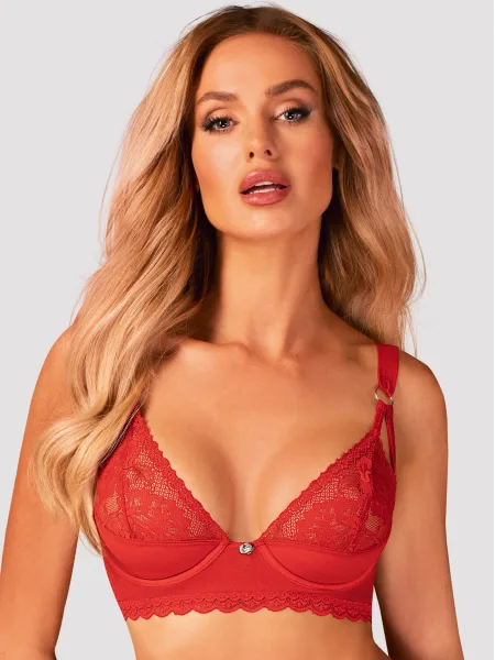 Red Lace Bra Obsessive Belovya — Underwired