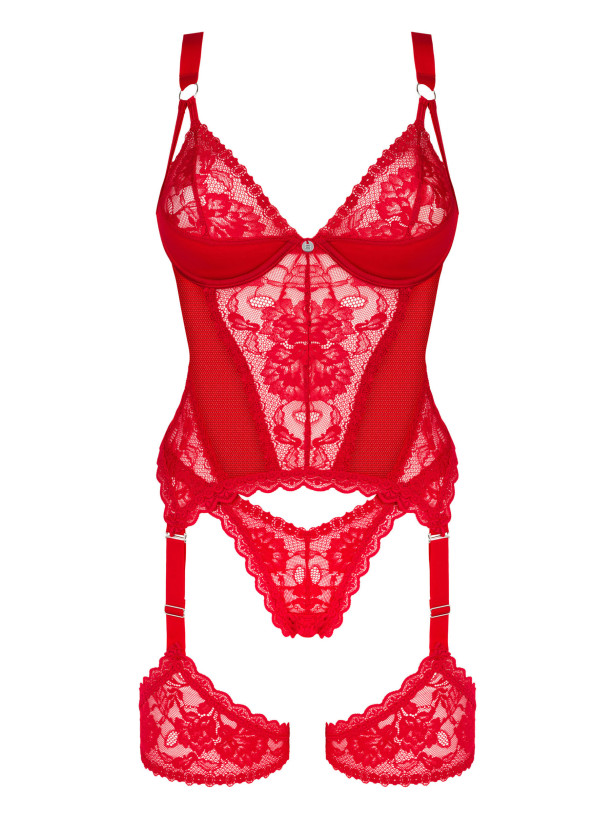 Red Lace Corset Obsessive Belovya — Underwired