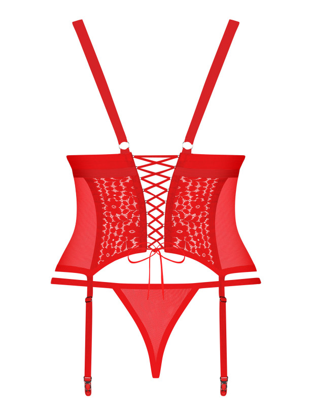 Red Lace Corset Obsessive Blossmina — Garter Set