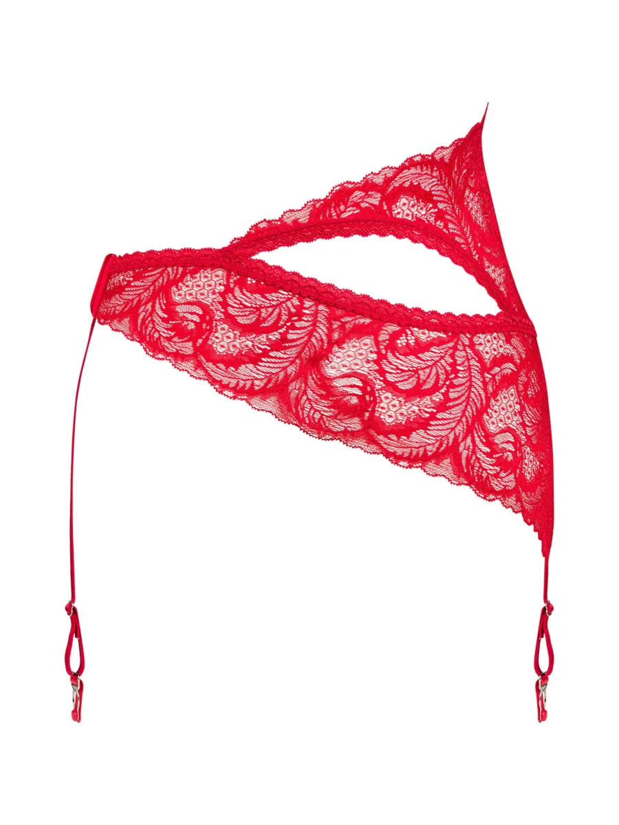 Obsessive Atenica Roter Spitzen-Strumpfgürtel