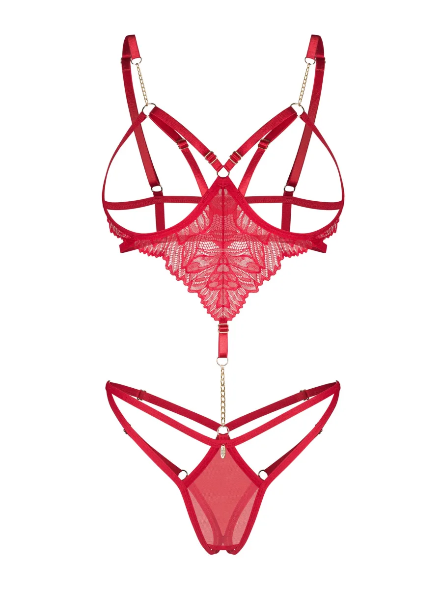 Red Lace Teddy Obsessive Matildea — Open Design