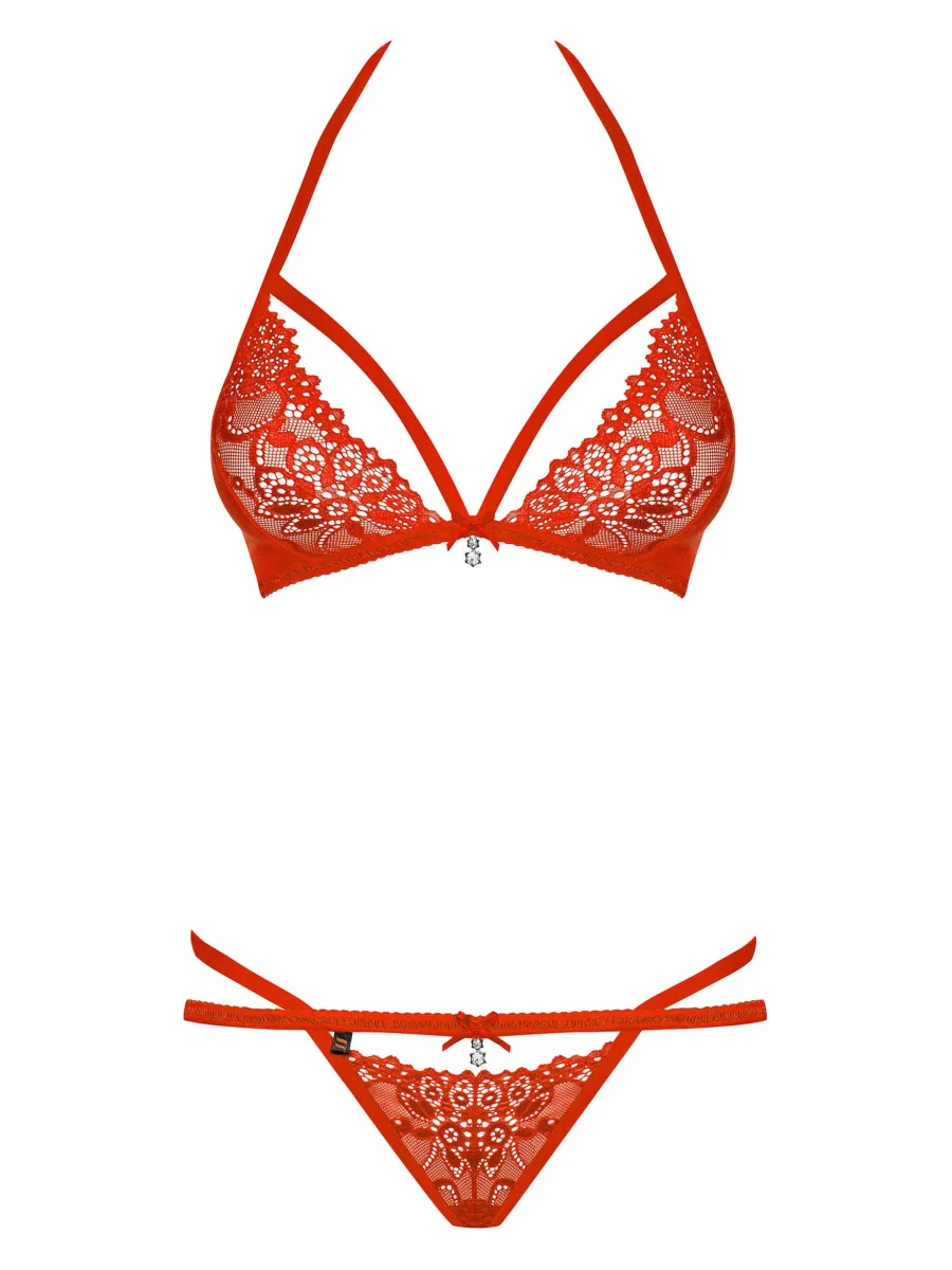 Red Lingerie Set Obsessive 838-SEG-3 — 3-Piece