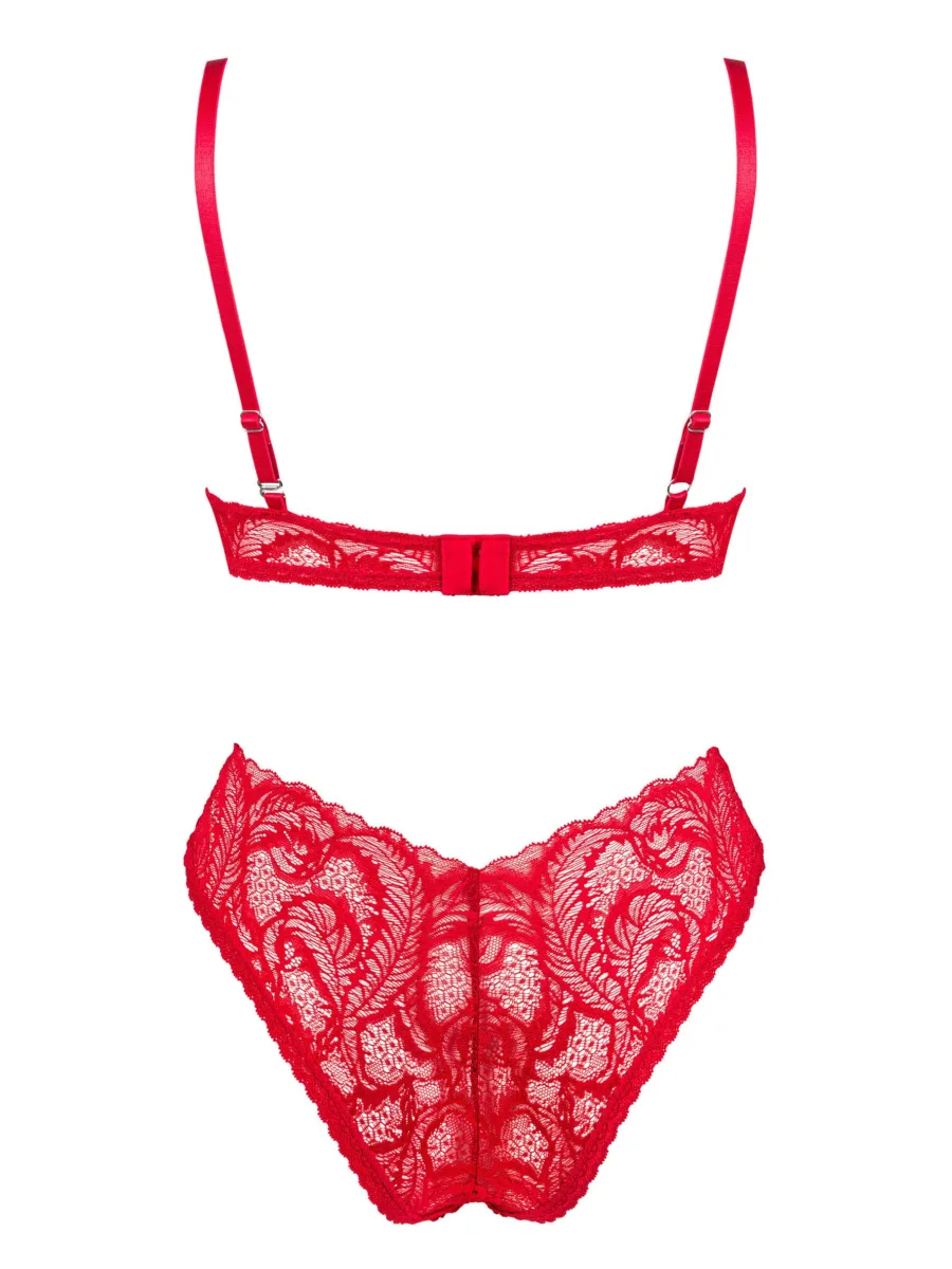 Red Lingerie Set Obsessive Atenica — Asymmetric Lace