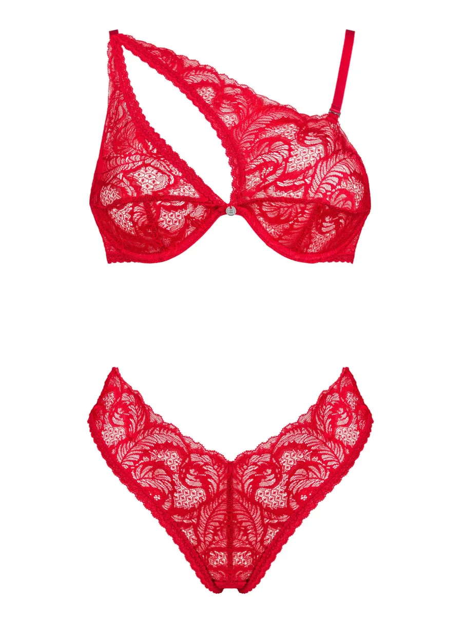 Red Lingerie Set Obsessive Atenica — Asymmetric Lace