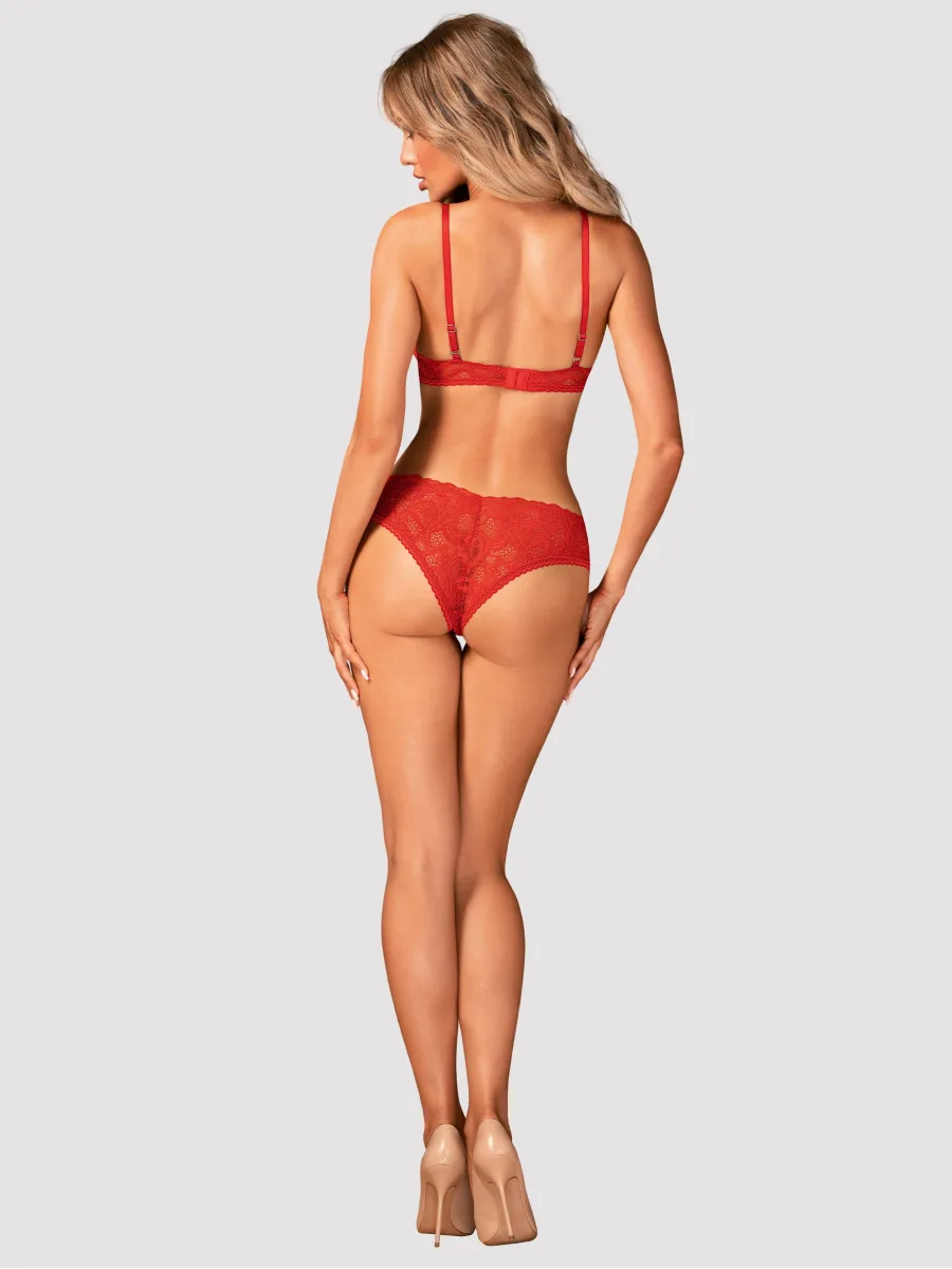 Red Lingerie Set Obsessive Atenica — Asymmetric Lace
