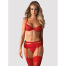 Red Lingerie Set Obsessive Heartina — 3-Piece Floral Lace
