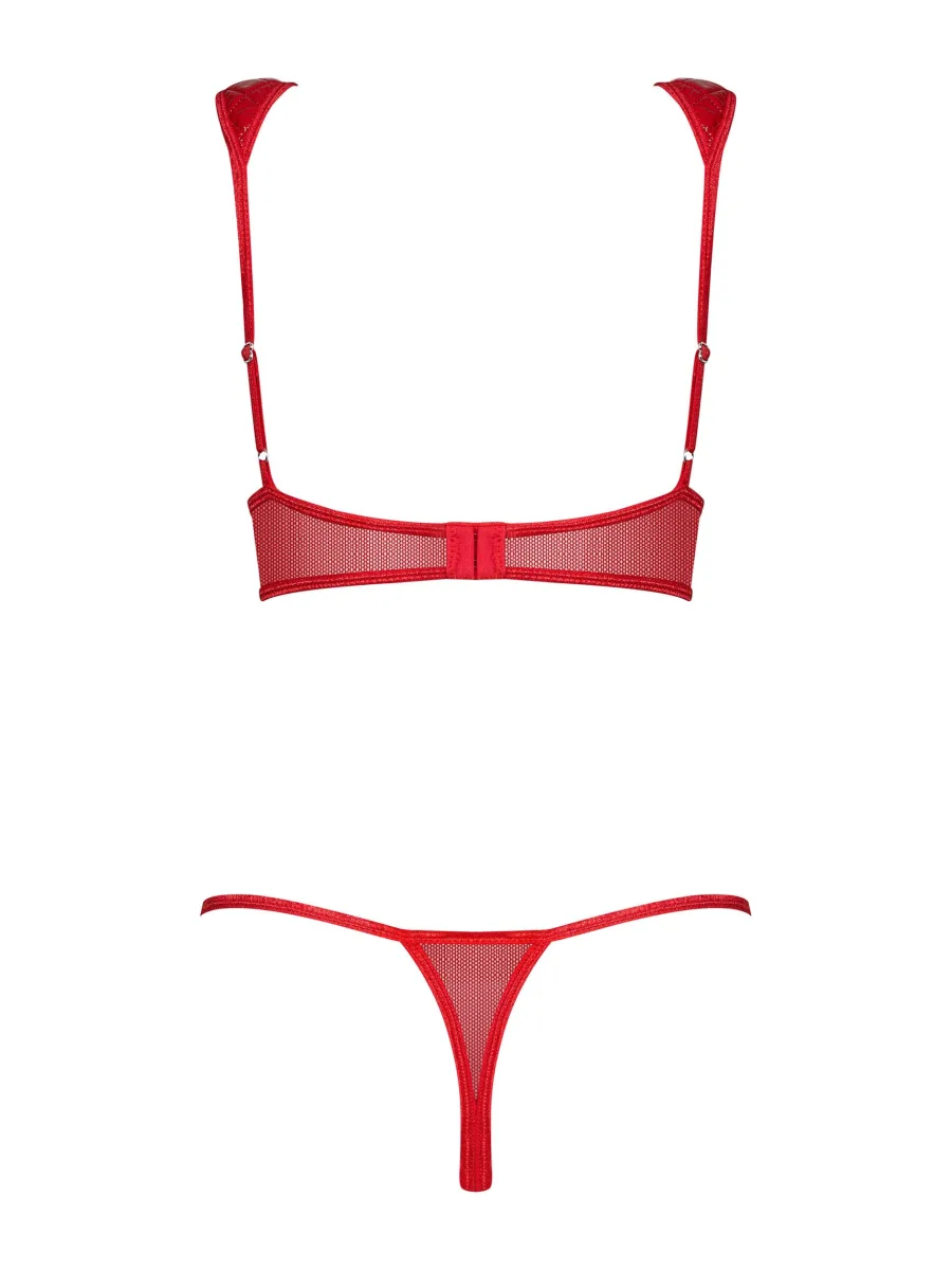 Red Lingerie Set Obsessive Hunteria — Quilted Mesh Design