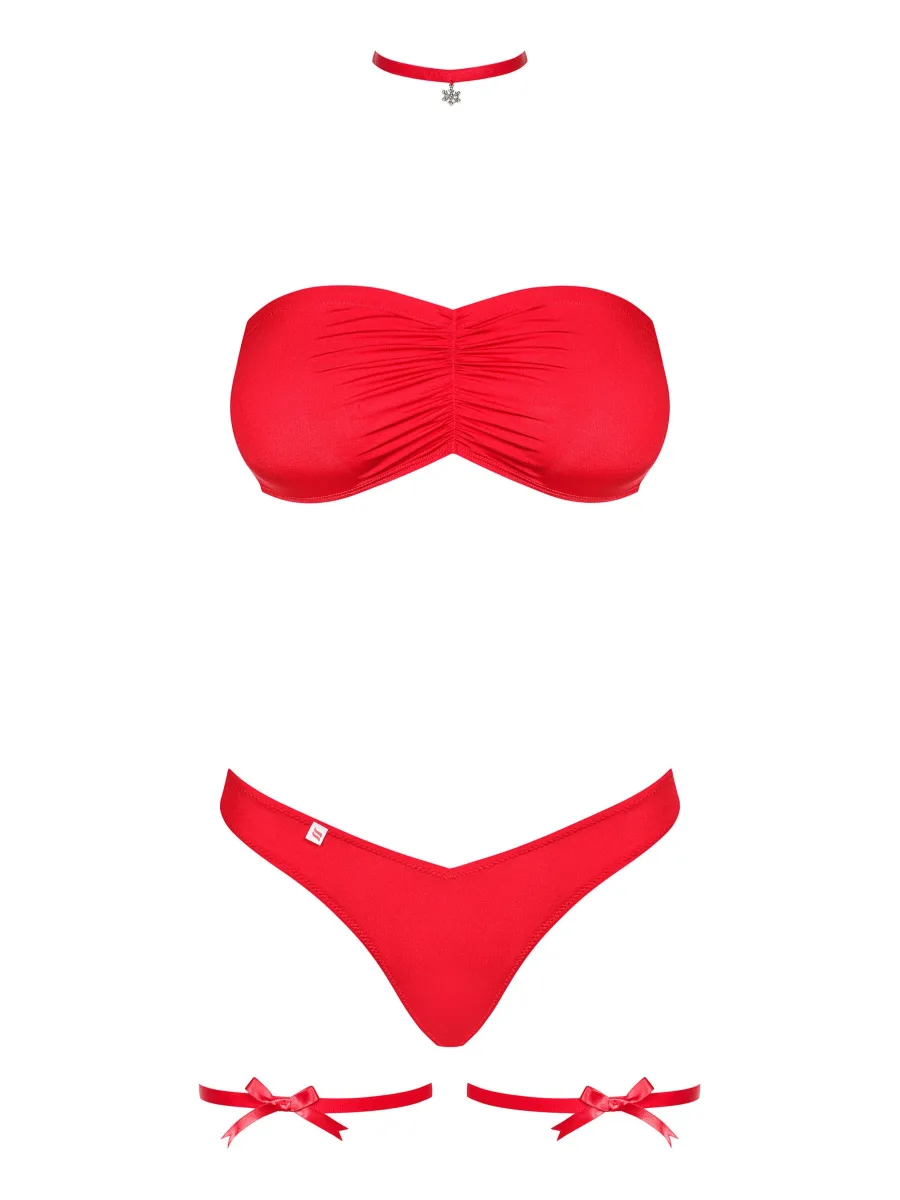 Red Lingerie Set Obsessive Kissmas — 4-Piece Festive Outfit