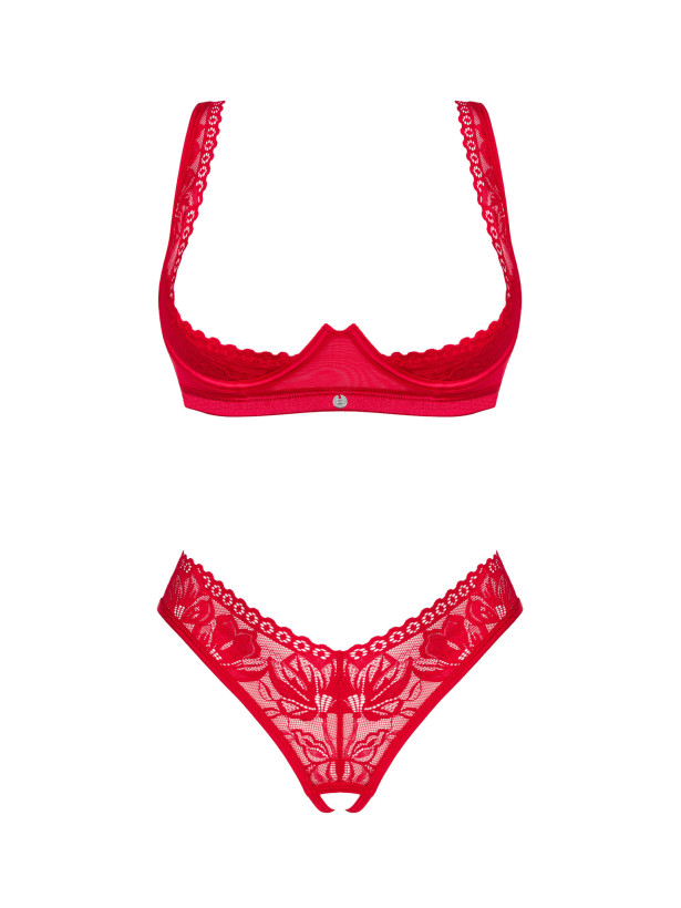 Red Lingerie Set Obsessive Lacelove — Cupless