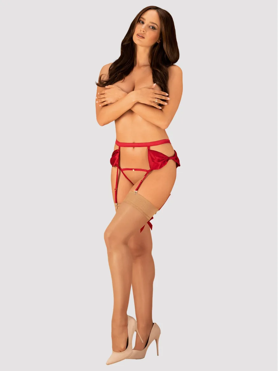 Obsessive Rubinesa Erotisches Set: String & Strumpfhalter