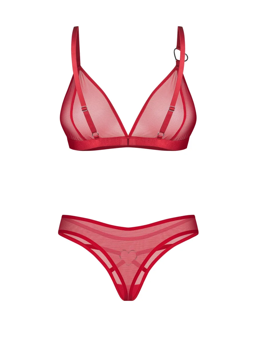 Red Sheer Mesh Bra And Thong Set Obsessive Crimessa