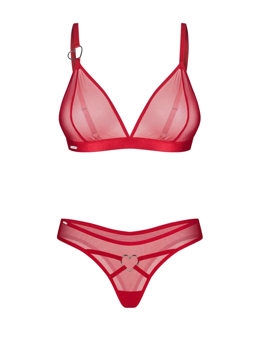 Red Sheer Mesh Bra And Thong Set Obsessive Crimessa