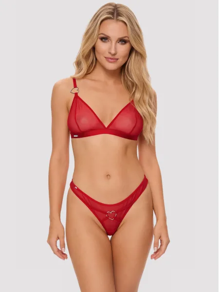 Red Sheer Mesh Bra And Thong Set Obsessive Crimessa
