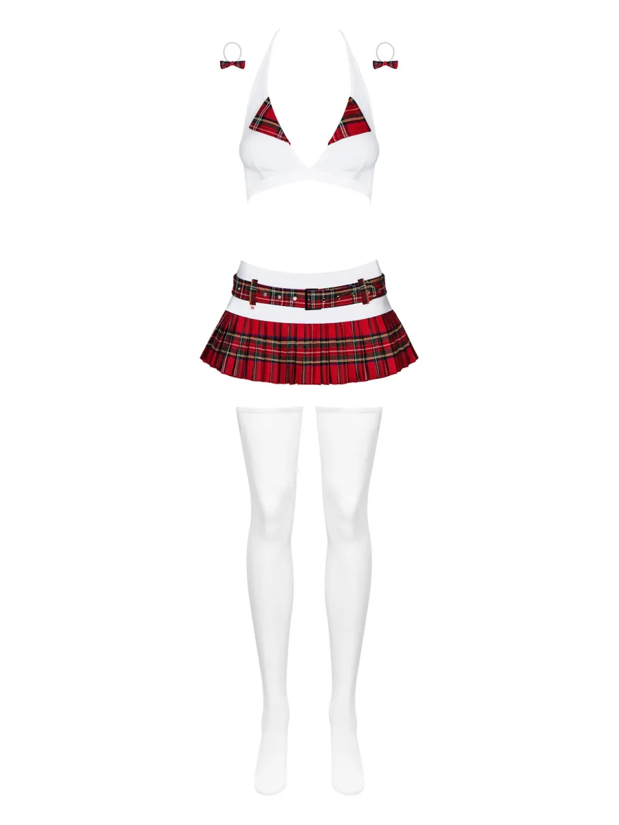 Red Tartan Lingerie Set Obsessive Schooly — Schoolgirl Costume