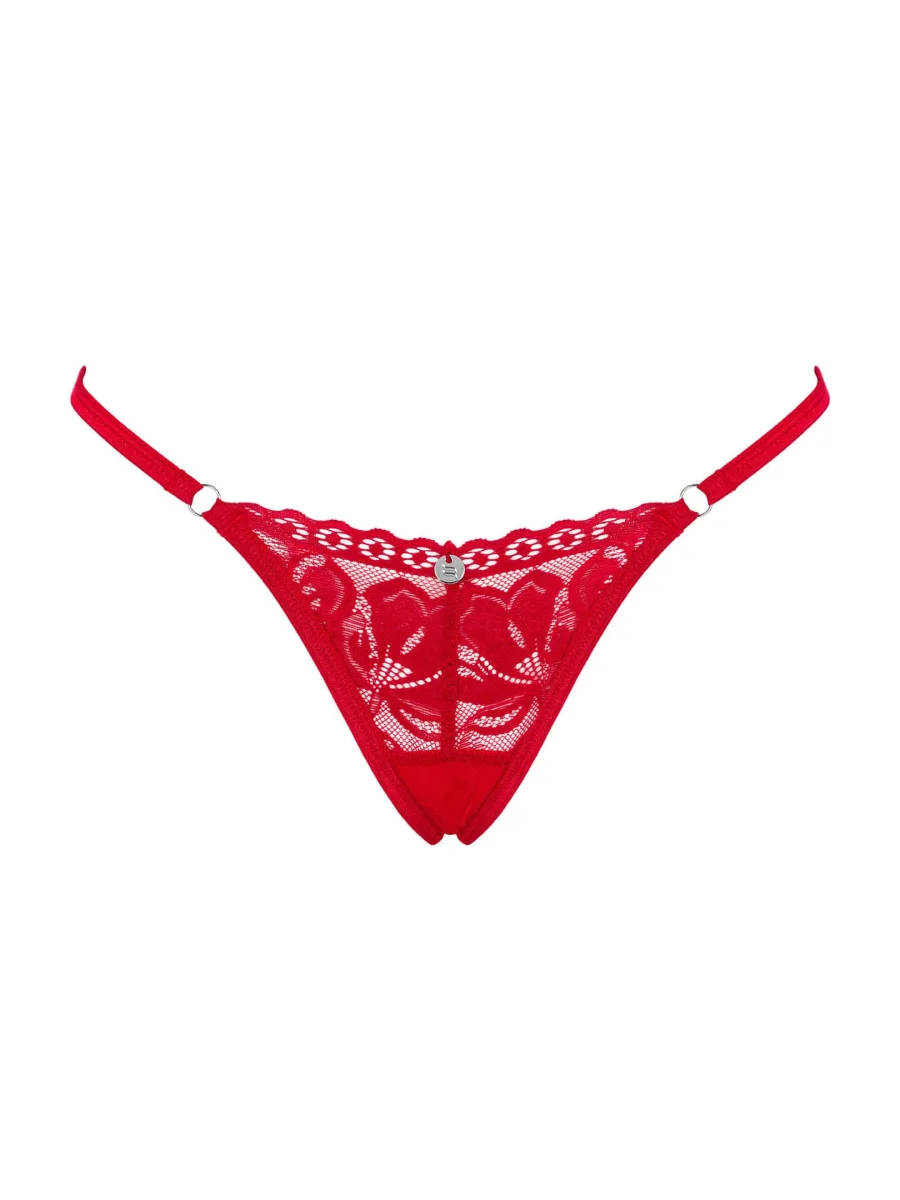 Red Thong Obsessive Lacelove — Floral Lace