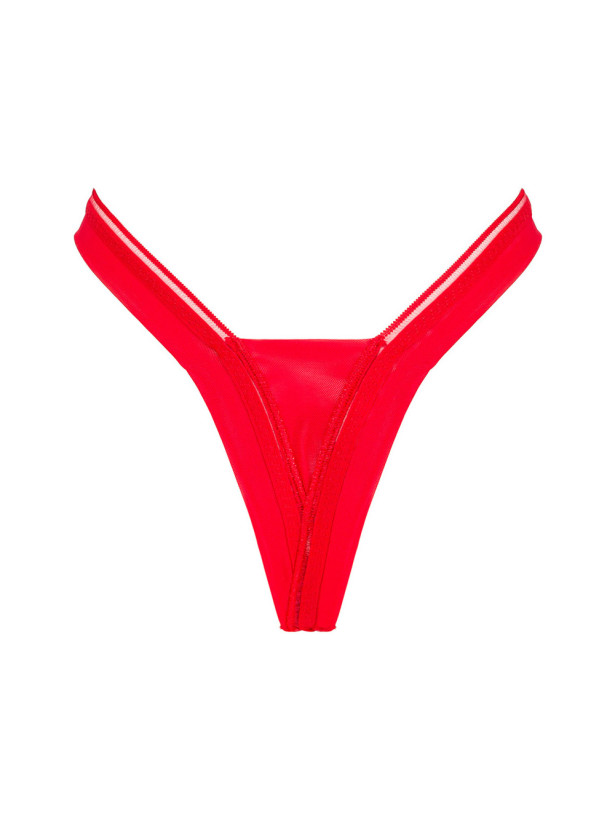 Obsessive Larisya Roter hochgeschnittener String mit Stickerei