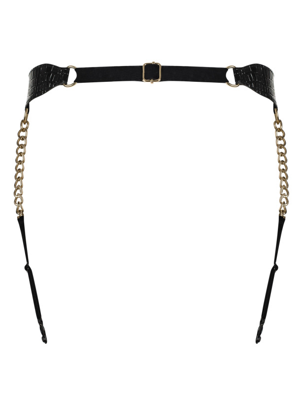 Shiny Black Garter Belt Obsessive A767 — Golden Chain Details