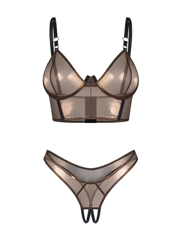 Bronze Lingerie Set Obsessive Soranna — Sheer Mesh