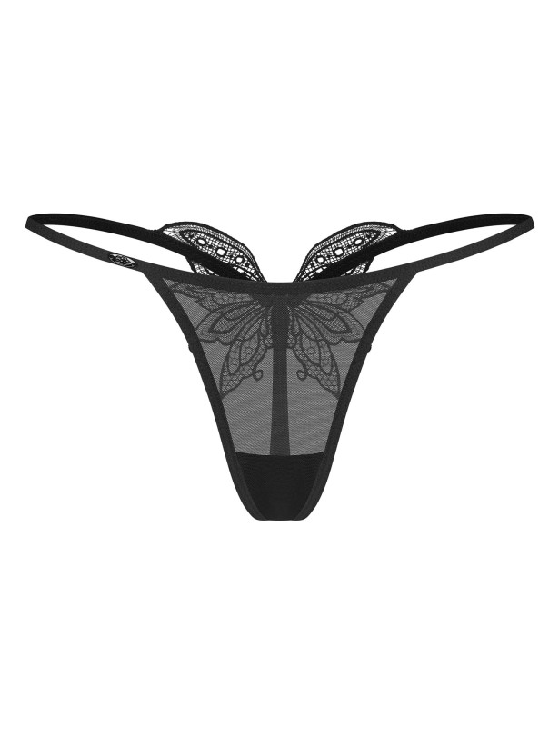 Black Mesh Butterfly Thong Obsessive Veyane