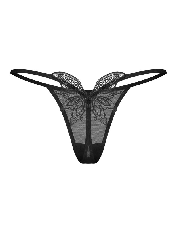 Black Mesh Butterfly Thong Obsessive Veyane