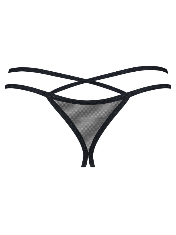 Black Open Thong Obsessive Exquisite Vila Blanes — Floral Embroidery