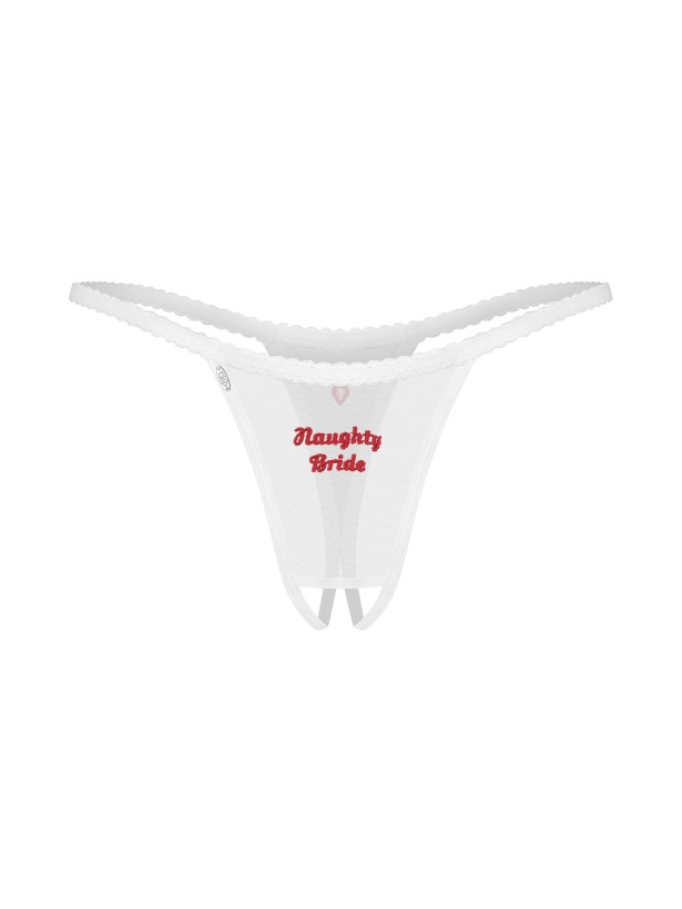 White Bridal 3-Piece Bra Thong and Crotchless Thong Set Obsessive Weddya Bride