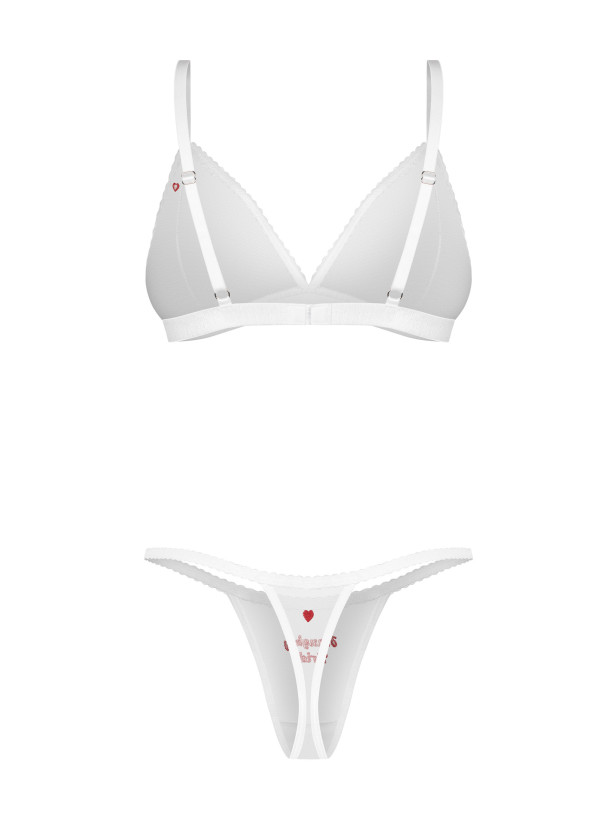 White Bridal 3-Piece Bra Thong and Crotchless Thong Set Obsessive Weddya Bride