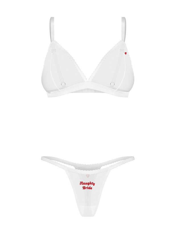 White Bridal 3-Piece Bra Thong and Crotchless Thong Set Obsessive Weddya Bride