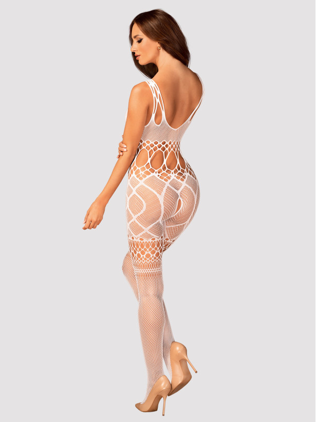White Bodystocking Obsessive G330 — Crotchless Teddy